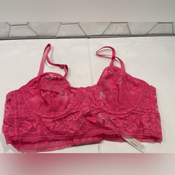Intimately Free People Pink Lace Sorento Demi Longline Bra Sz 32C NWT Underwire - Picture 1 of 8